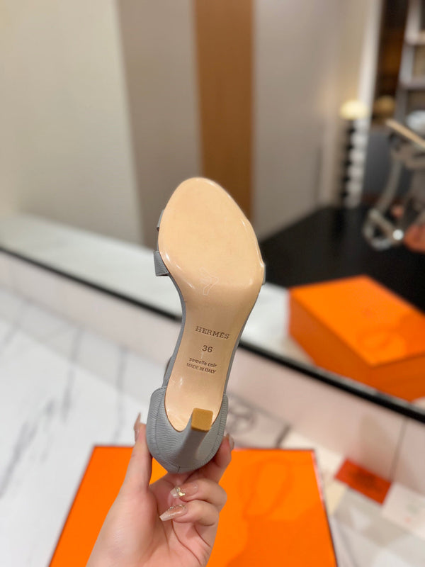 HM Joy Heeled Sandals Gray Cowhide 294898