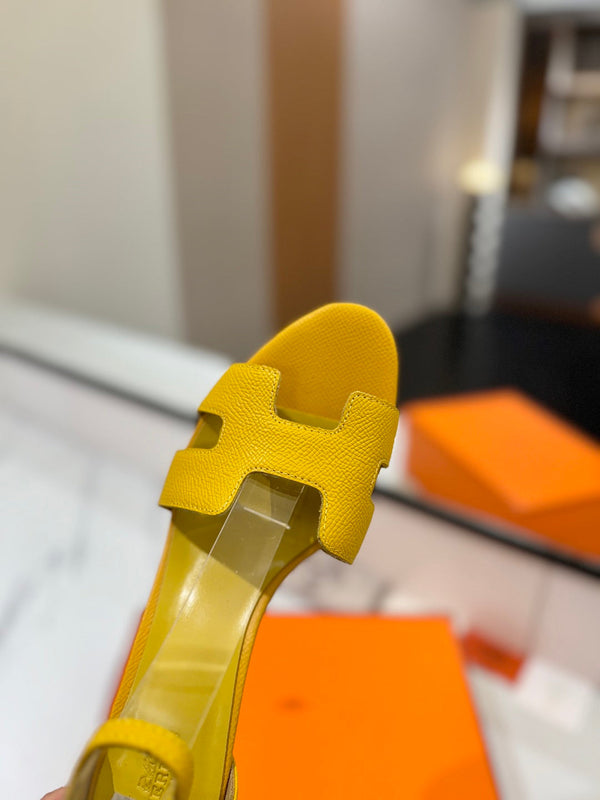 Sandali con tacco HM Joy 65mm in pelle di vacchetta gialla 294906