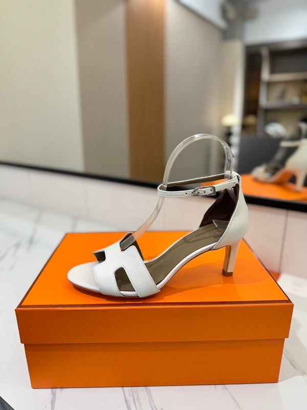 Sandali con tacco HM Joy 65mm in pelle di vacchetta bianca 294908