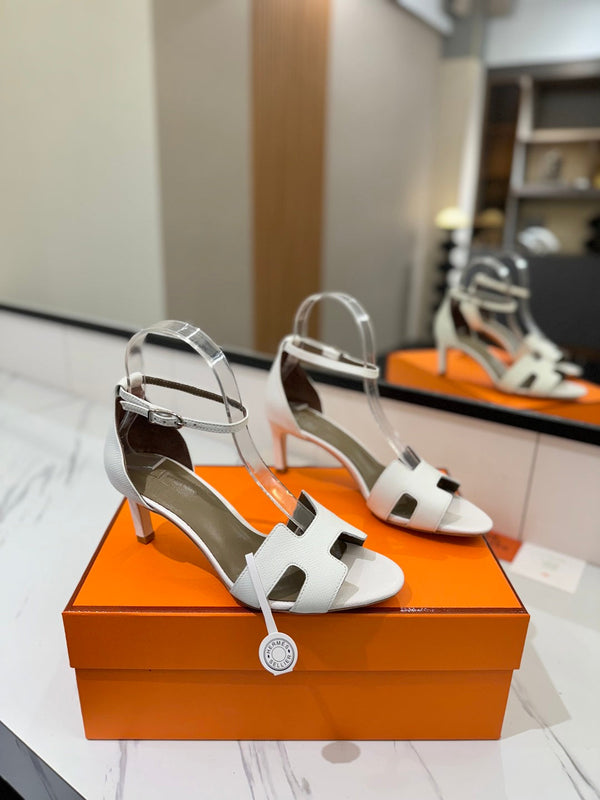 Sandali con tacco HM Joy 65mm in pelle di vacchetta bianca 294908