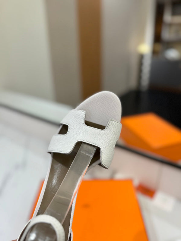 Sandali con tacco HM Joy 65mm in pelle di vacchetta bianca 294908