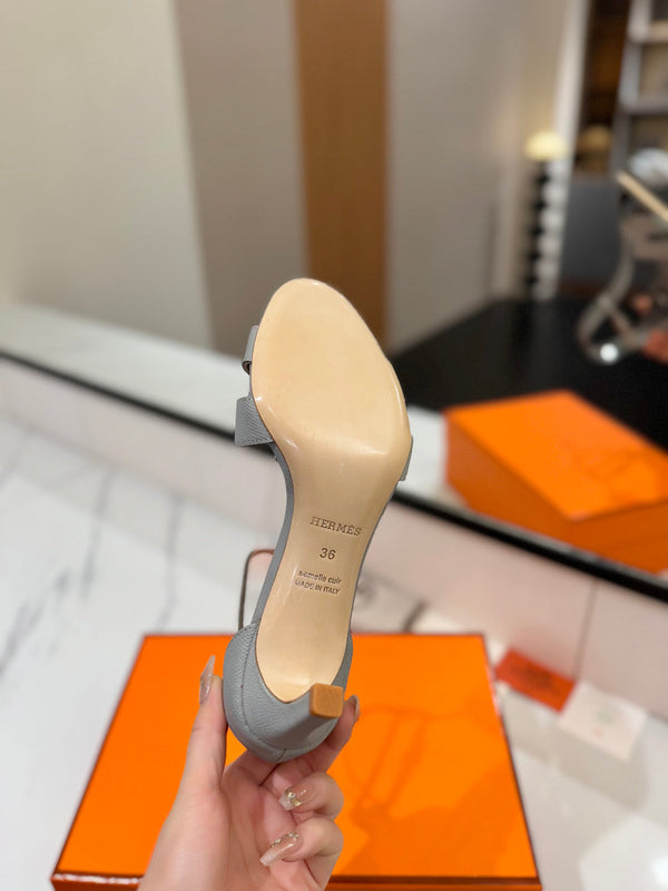 HM Joy 65mm Heeled Sandals Gray Cowhide 294912