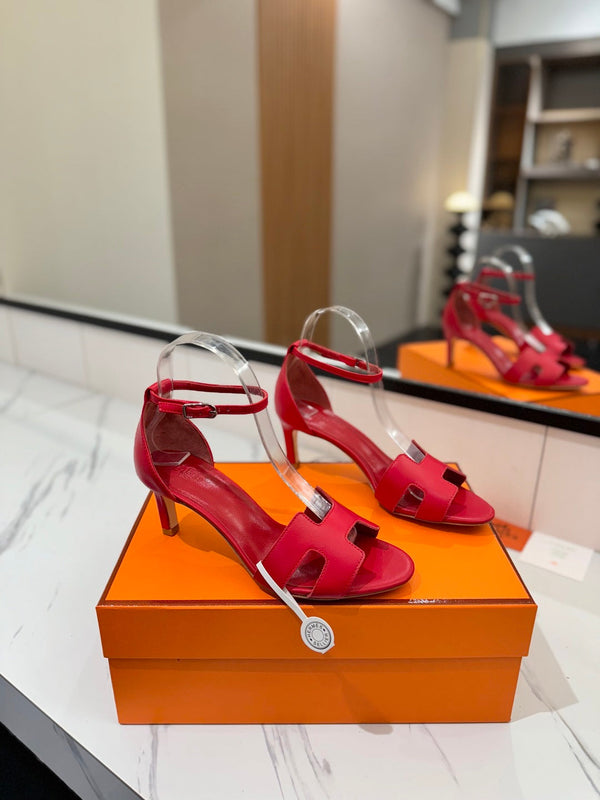 HM Joy 65mm Heeled Sandals Red Flat Cowhide 294928