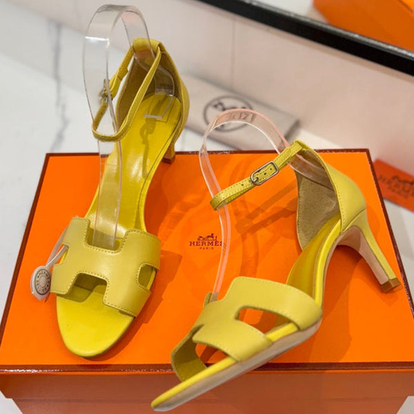 HM Joy 65mm Heeled Sandals Yellow Flat Cowhide 294929