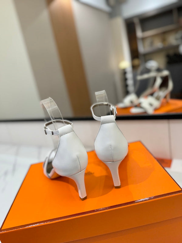 HM Joy 65mm Heeled Sandals White Flat Cowhide 294934