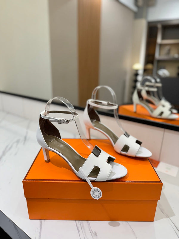 HM Joy 65mm Heeled Sandals White Flat Cowhide 294934