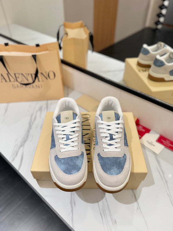 VT 25S Baskets décontractées Gris Clair Bleu Daim Peau de vache 560752