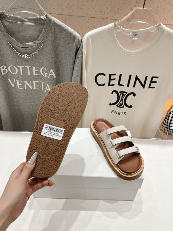 CELINE Dad Sandal Mule White Cowhide 236752