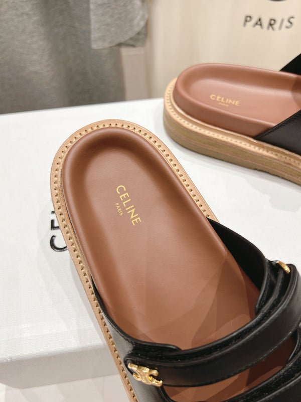 CELINE Dad Sandal Mule Black Cowhide 236753