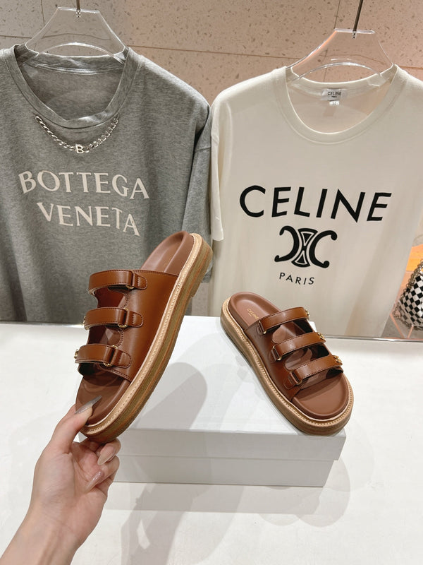 CELINE Dad Sandal Mule Chocolate Cowhide 236754