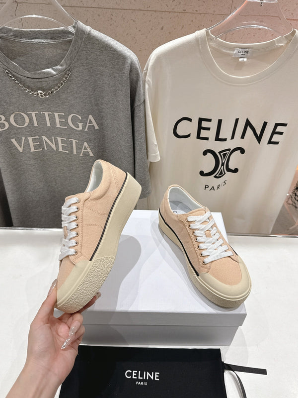 CELINE 25C Trainer Sneaker Sofr Apricot Canvas 236761
