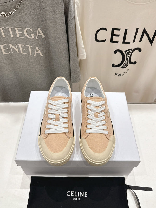 CELINE 25C Trainer Sneaker Sofr Apricot Canvas 236761