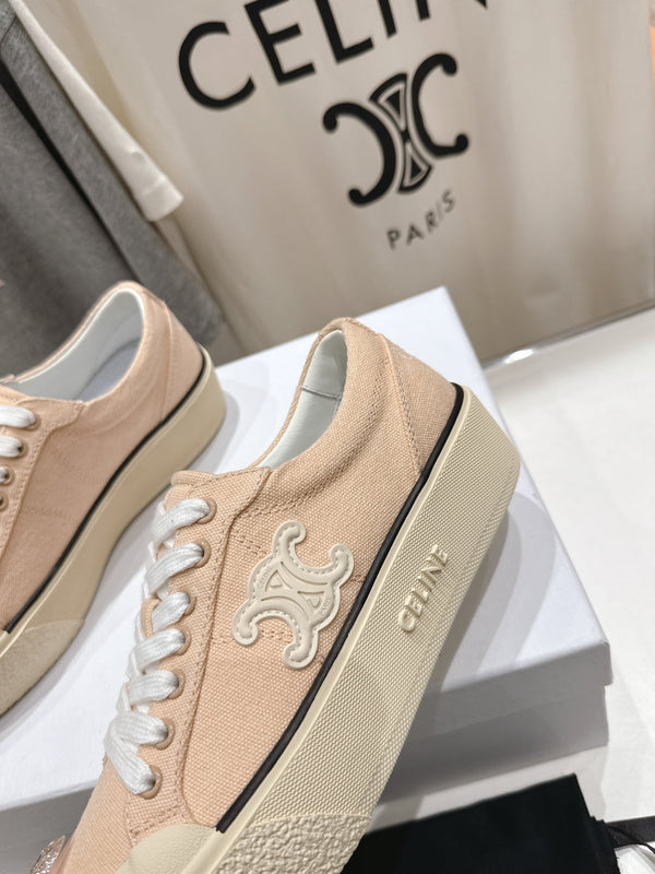 CELINE 25C Trainer Sneaker Sofr Apricot Canvas 236761
