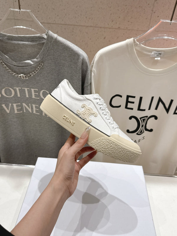 CELINE 25C Trainer Sneaker White Canvas 236763