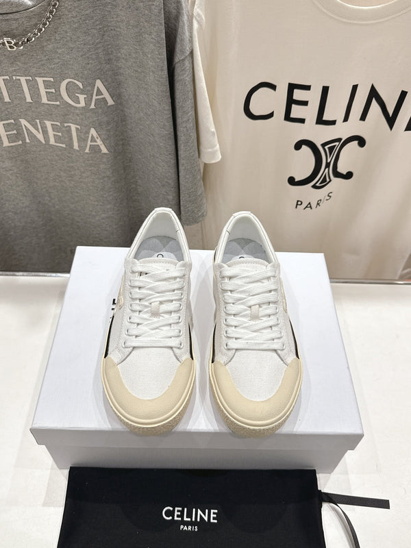 CELINE 25C Trainer Sneaker White Canvas 236763