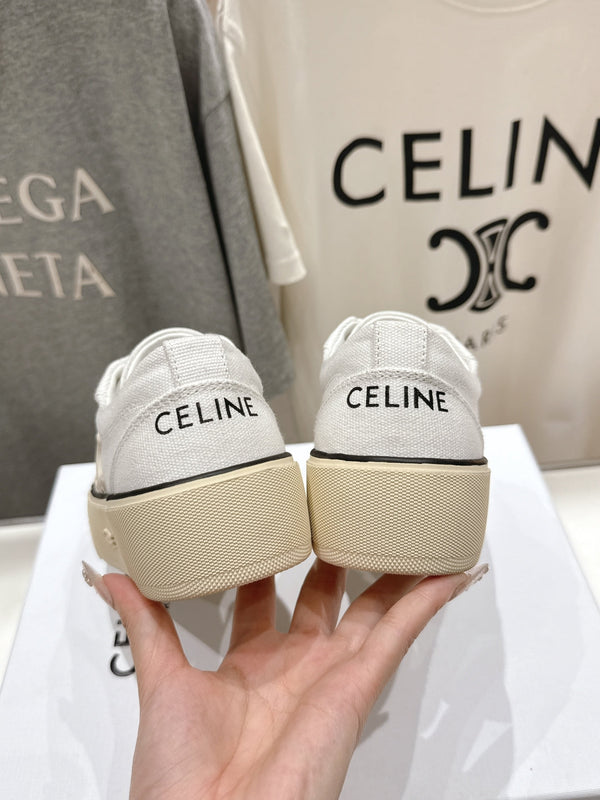 CELINE 25C Trainer Sneaker White Canvas 236763