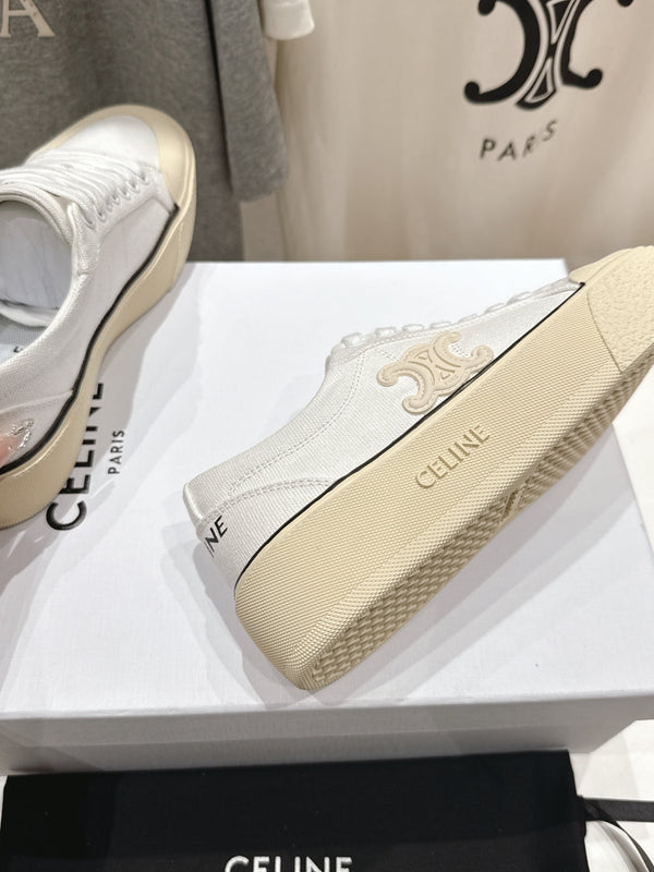 CELINE 25C Trainer Sneaker White Canvas 236763