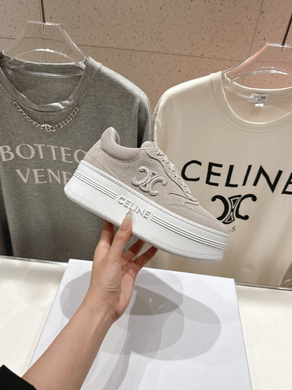 CELINE 25C SNEAKERS WITH WEDGE GRAY SUEDE 236767