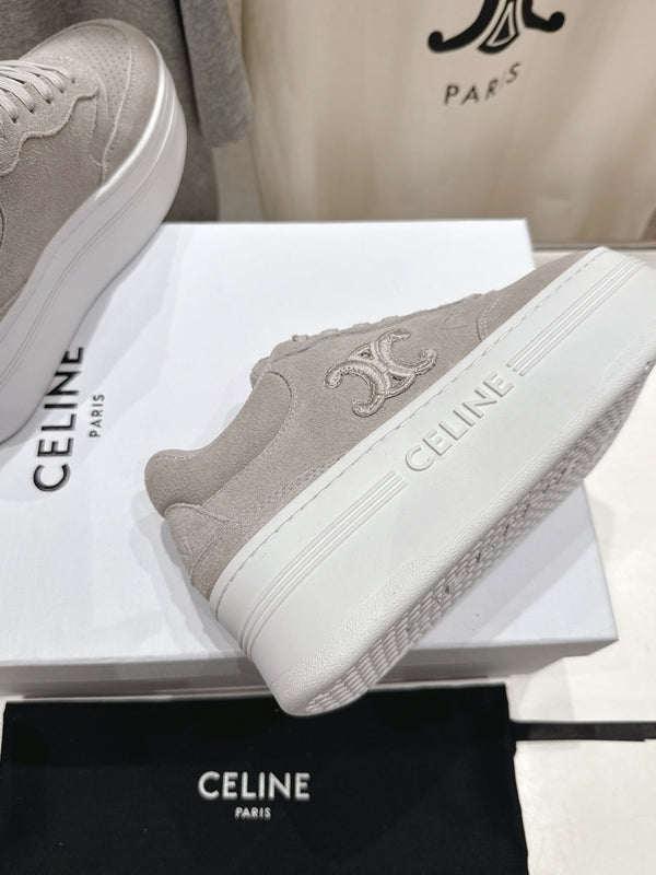 CELINE 25C SNEAKERS WITH WEDGE GRAY SUEDE 236767