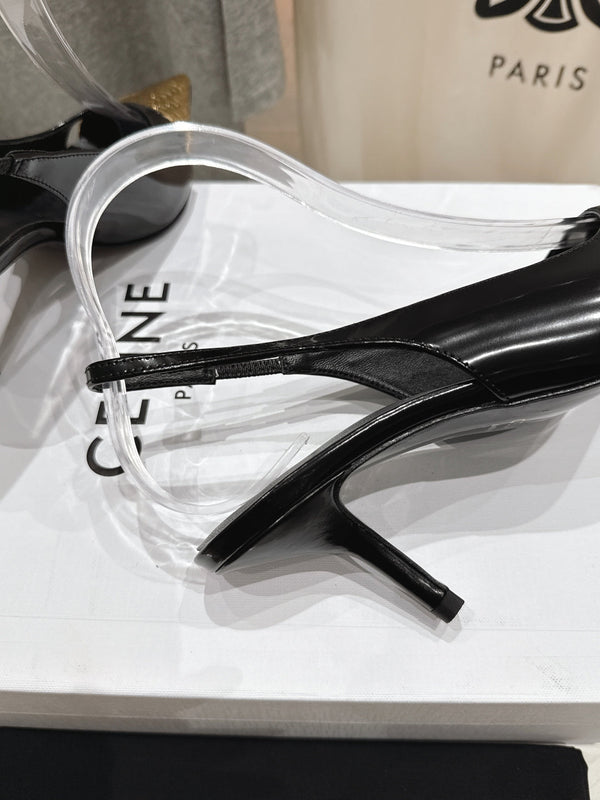 Celine 25C Slingback Pump Black mix Gold Sheepskin 236771