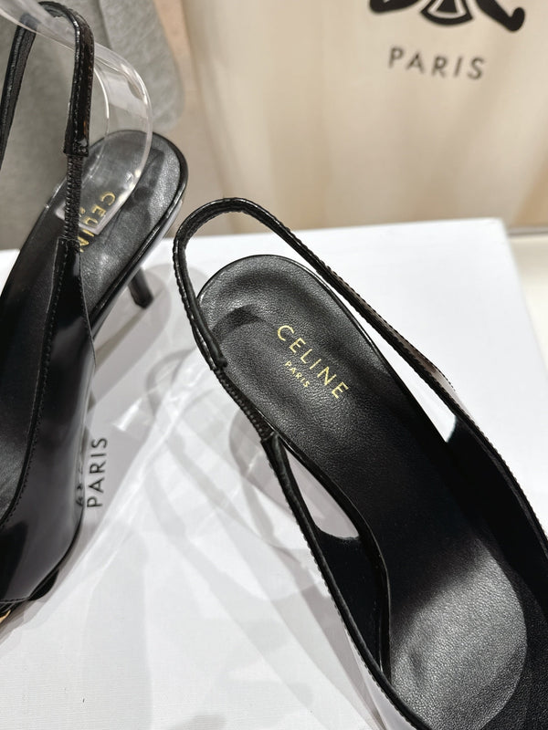 Celine 25C Slingback Pump Black mix Gold Sheepskin 236771