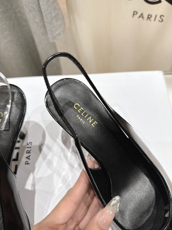 Celine 25C Slingback Pump Black mix Brown Sheepskin 236773