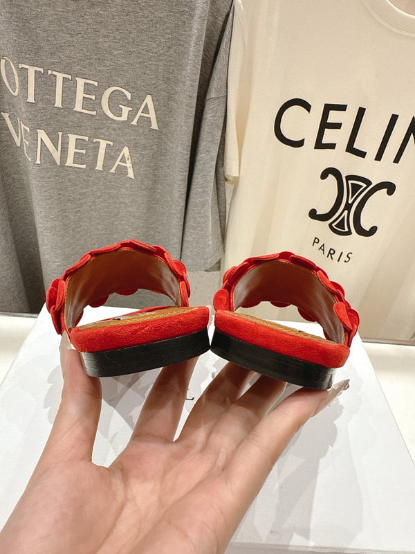 Alaia 25 Flower Slippers Red Sheepskin 302675