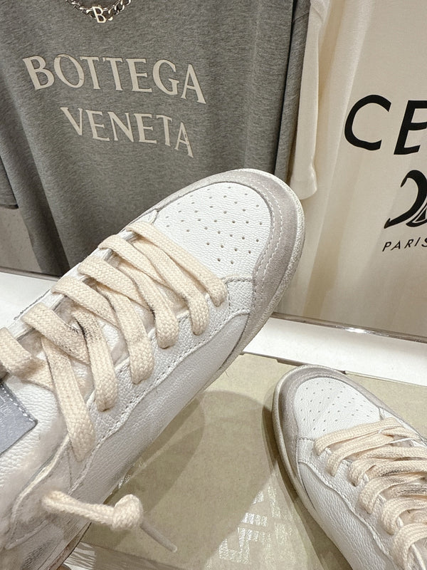 Golden Goose Baskets Star 2025 Ivoire Argent mélangé Laine rose Cuir de vachette 491647