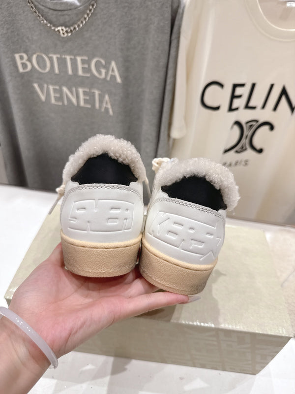 Golden Goose 2025 Baskets sales doublées laine Cuir de vachette Ivoire 491649