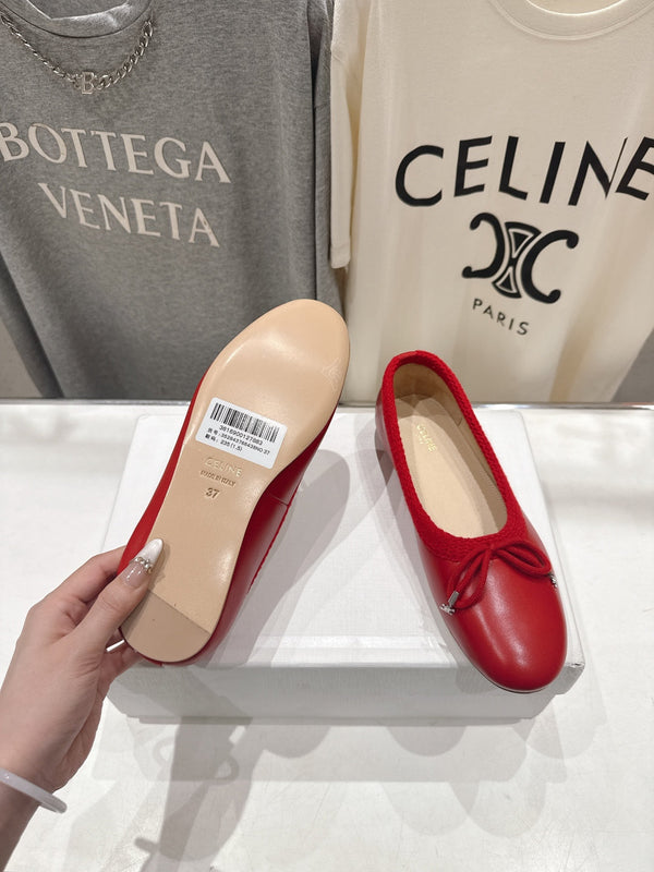 CL 26s Ballet Flats In Red Calfskin With Bow