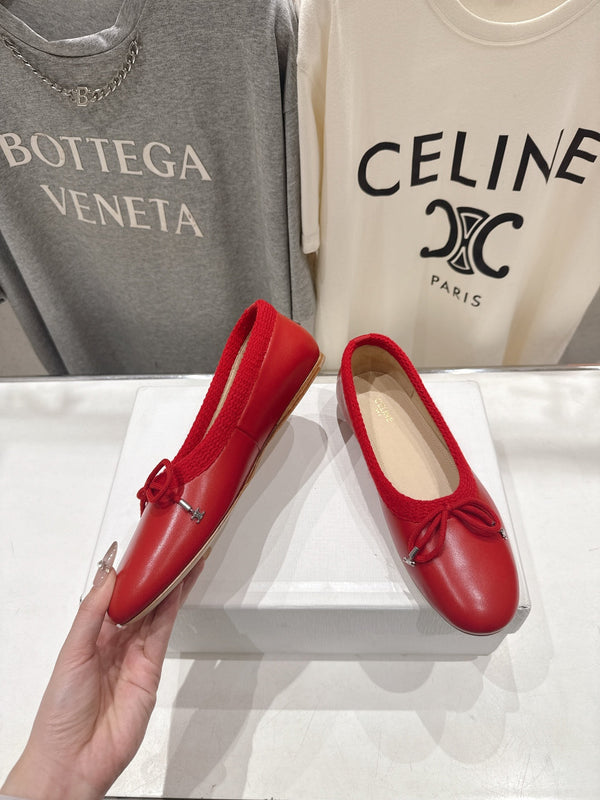 CL 26s Ballet Flats In Red Calfskin With Bow