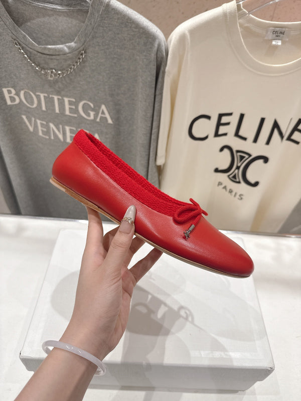 CL 26s Ballet Flats In Red Calfskin With Bow