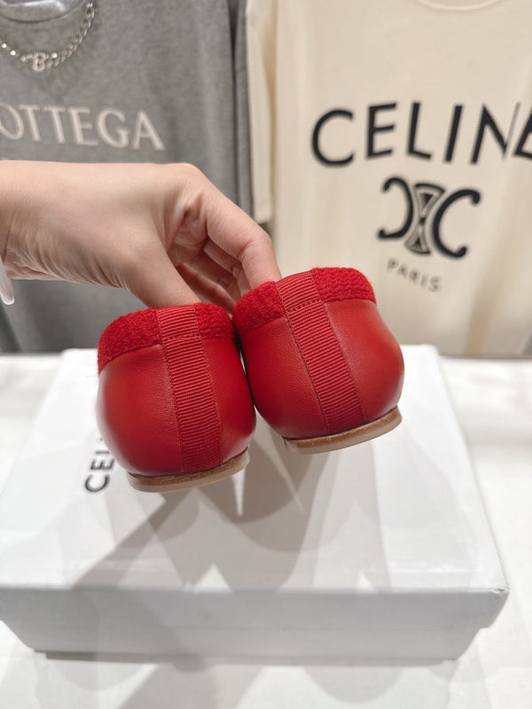 CL 26s Ballet Flats In Red Calfskin With Bow