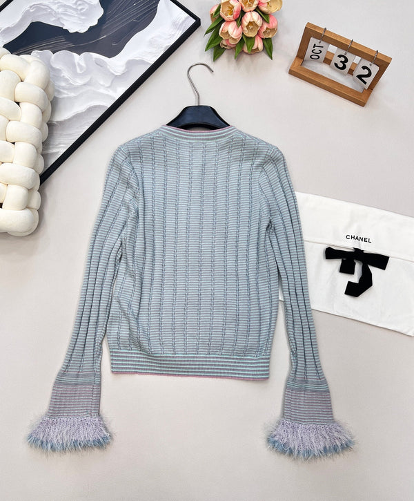 CC 25 Cardigan de poche bleu cachemire coton