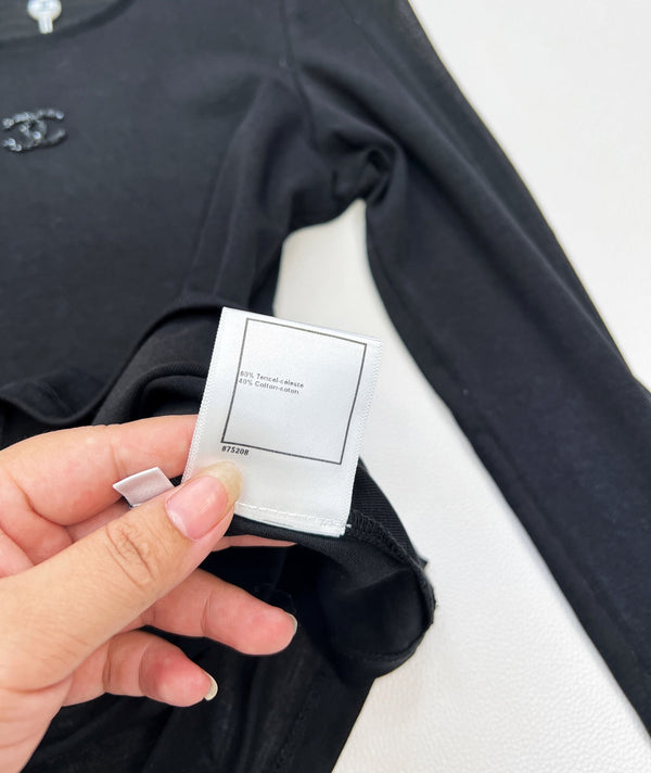 CC 25 Maglietta a maniche lunghe bianca e nera Tencel 385T2