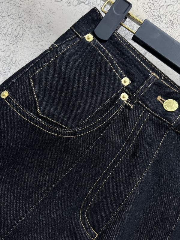 LV 25 Denim Shorts Black Cotton