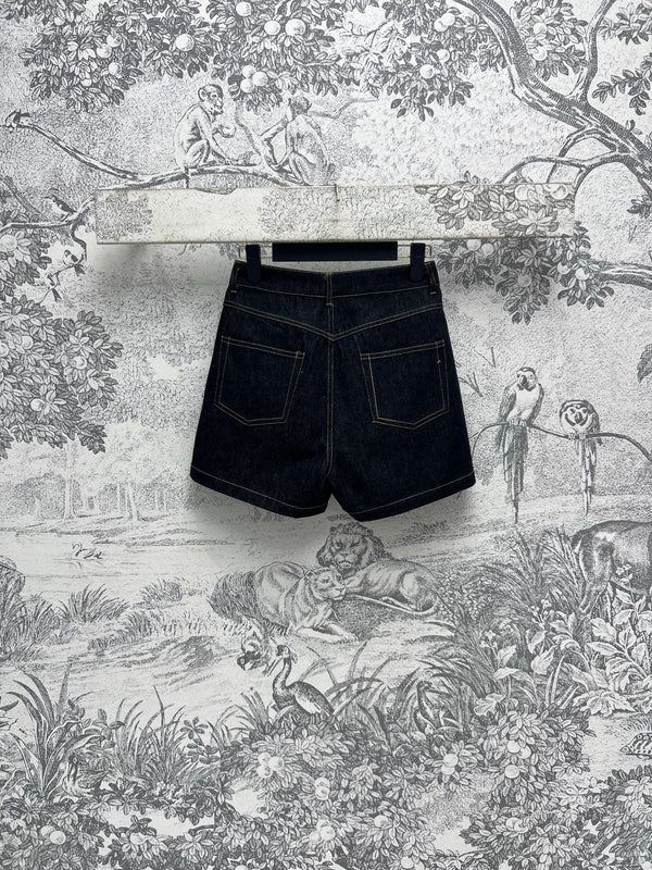 LV 25 Denim Shorts Black Cotton