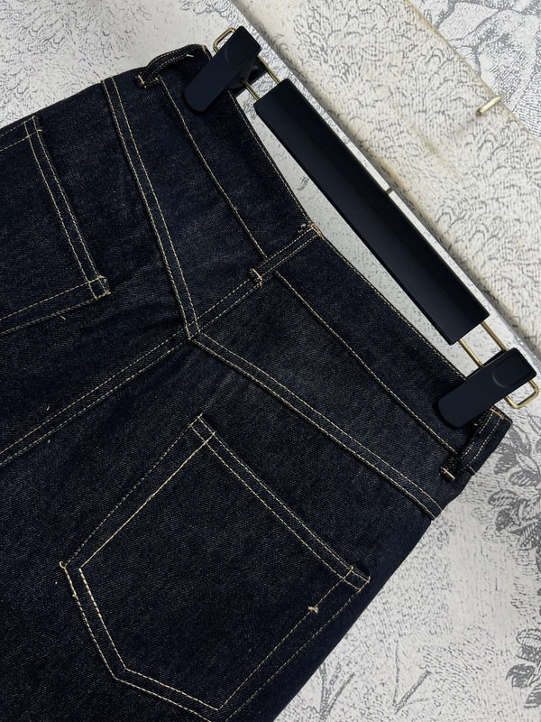 LV 25 Denim Shorts Black Cotton
