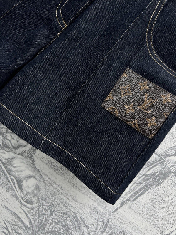 LV 25 Denim Shorts Black Cotton