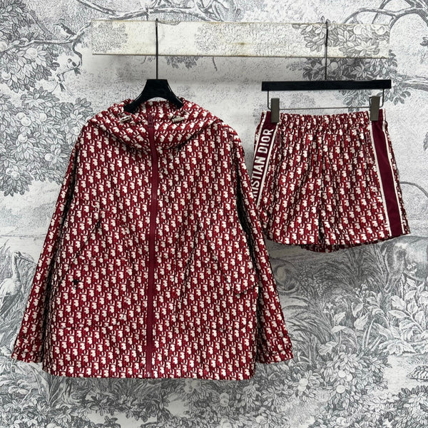 CD 25 Jacquard Patterned Jacket Set Red Polyester