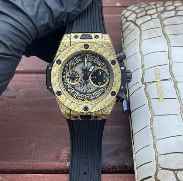 Hublot Big Bang Unico 45mm Carbon Case Watch Black Rubber Strap