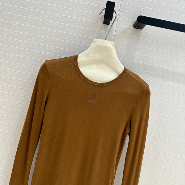 Loewe Long-sleeve T-shirt Olive Brown Lyocell