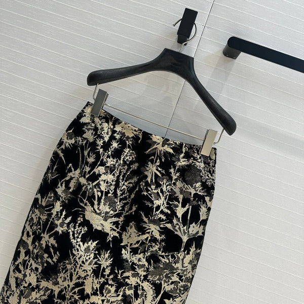 CD 25 Print Shirt Black Gold Jacquard fabric