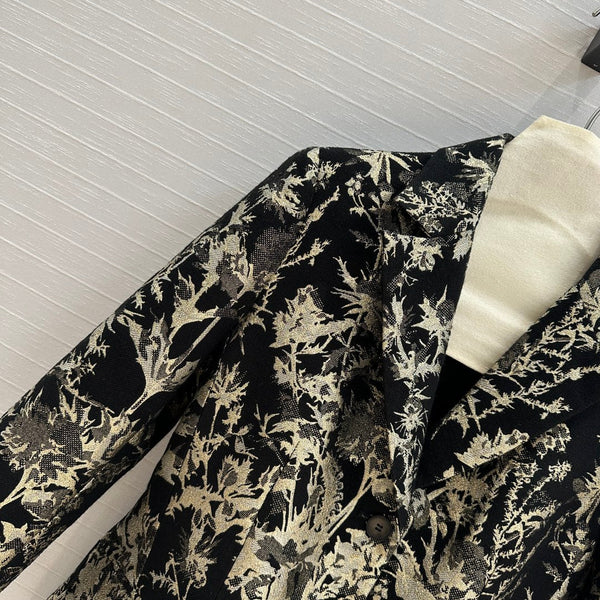 CD 25 Print Suit jacket Black Gold Jacquard fabric