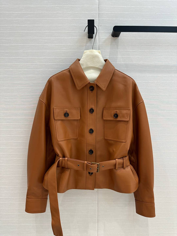 YSL Waistcoat Jacket Caramel Brown Sheepskin