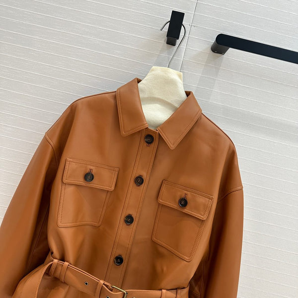 Giacca gilet YSL in pelle di pecora color caramello