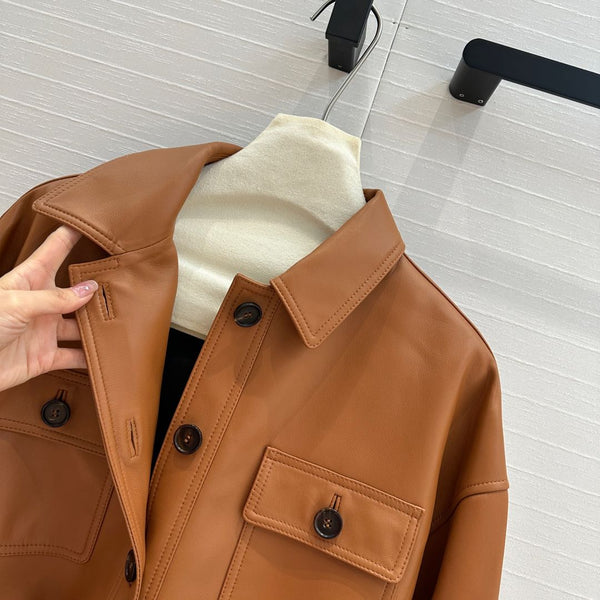 Giacca gilet YSL in pelle di pecora color caramello