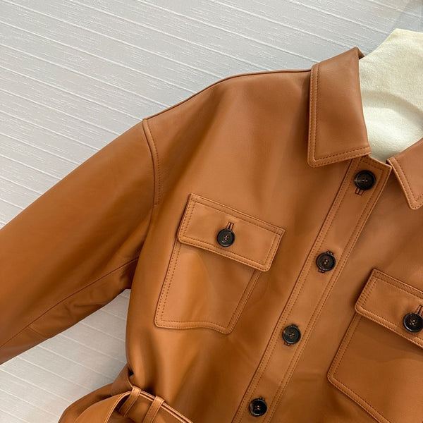 Giacca gilet YSL in pelle di pecora color caramello