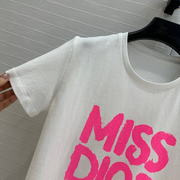 CD 25 Miss Dior T-shirt White Pink Cotton