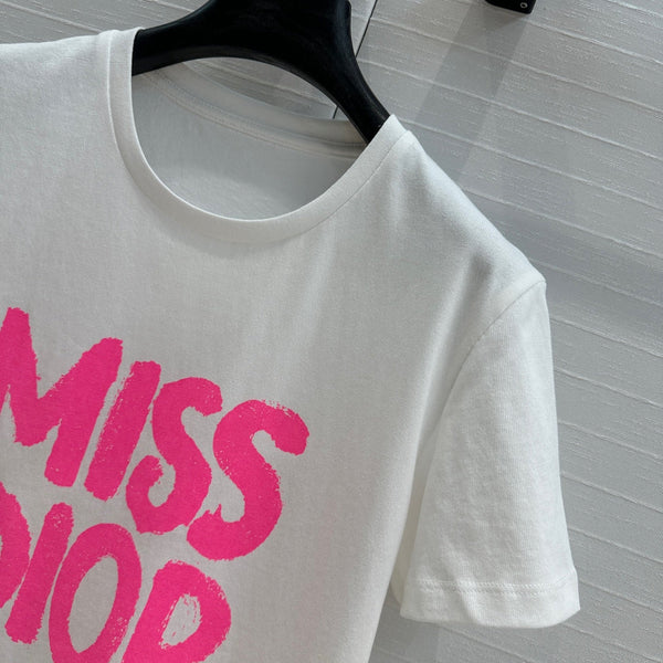 CD 25 Miss Dior T-shirt White Pink Cotton